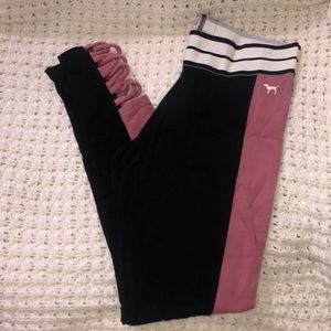 VS PINK leggings size M w/ cutout strappy ankle detail and wide band dusty pink
